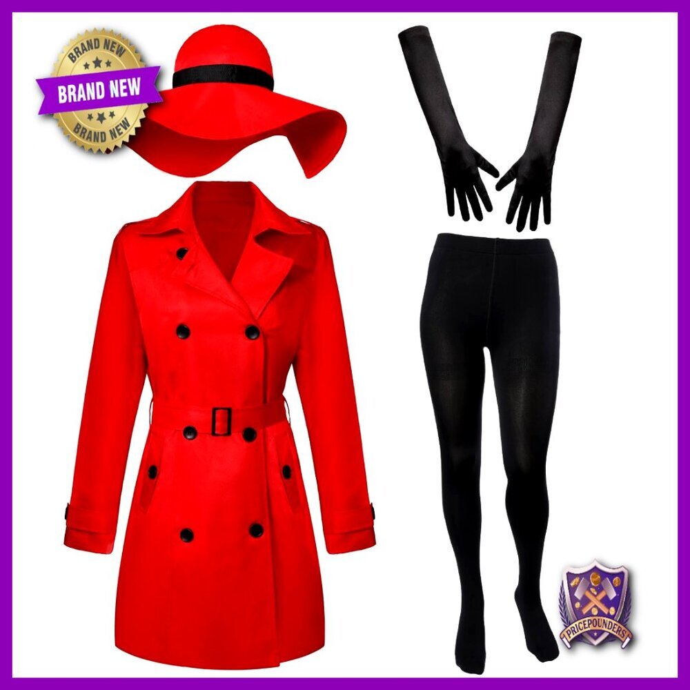 Vintage Detective Trench Coat Set with Hat Gloves Tights Cosplay Costume